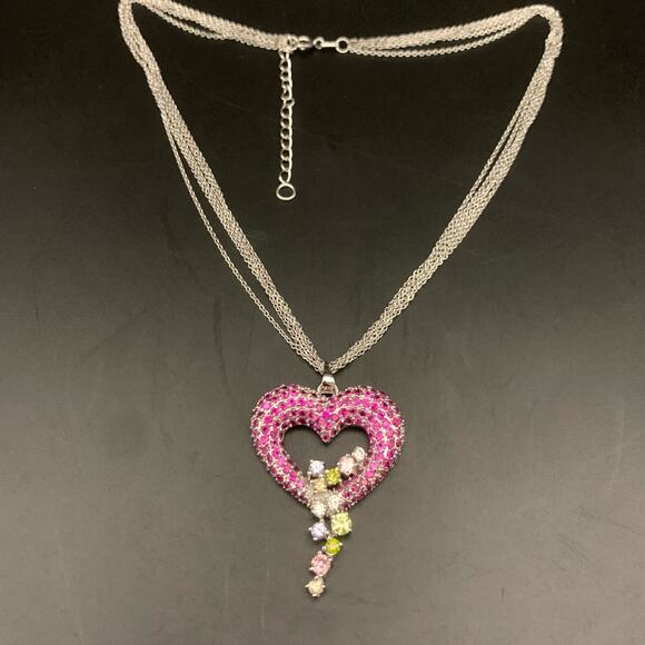 925 Sterling Silver Heart Necklace Great Valentine’s Day Gift - Picture 6 of 11